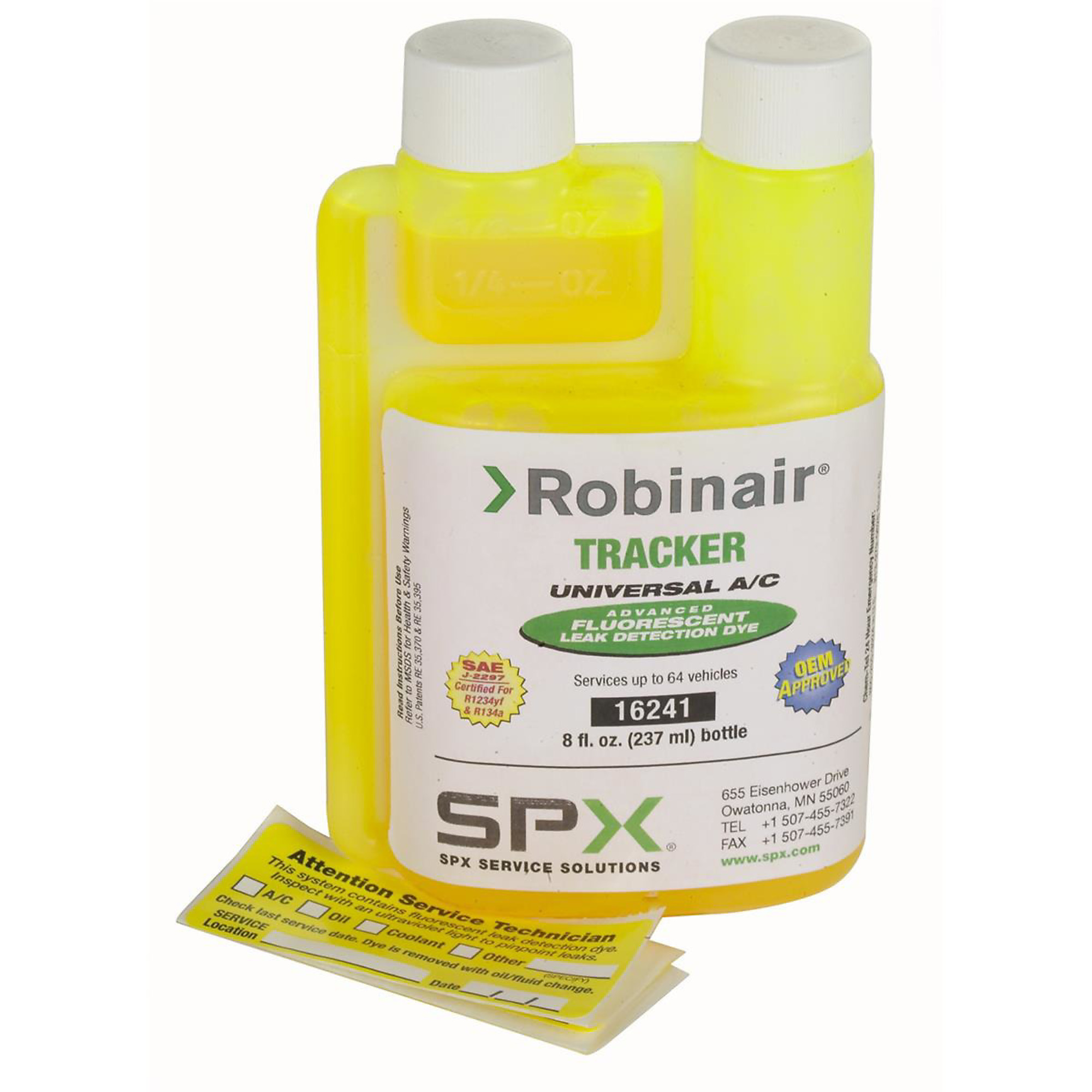 Robinair Tracker Universal A/C Fluorescent Dye — 8 Oz. Bottle, 32 Applications, Model# ROB16241